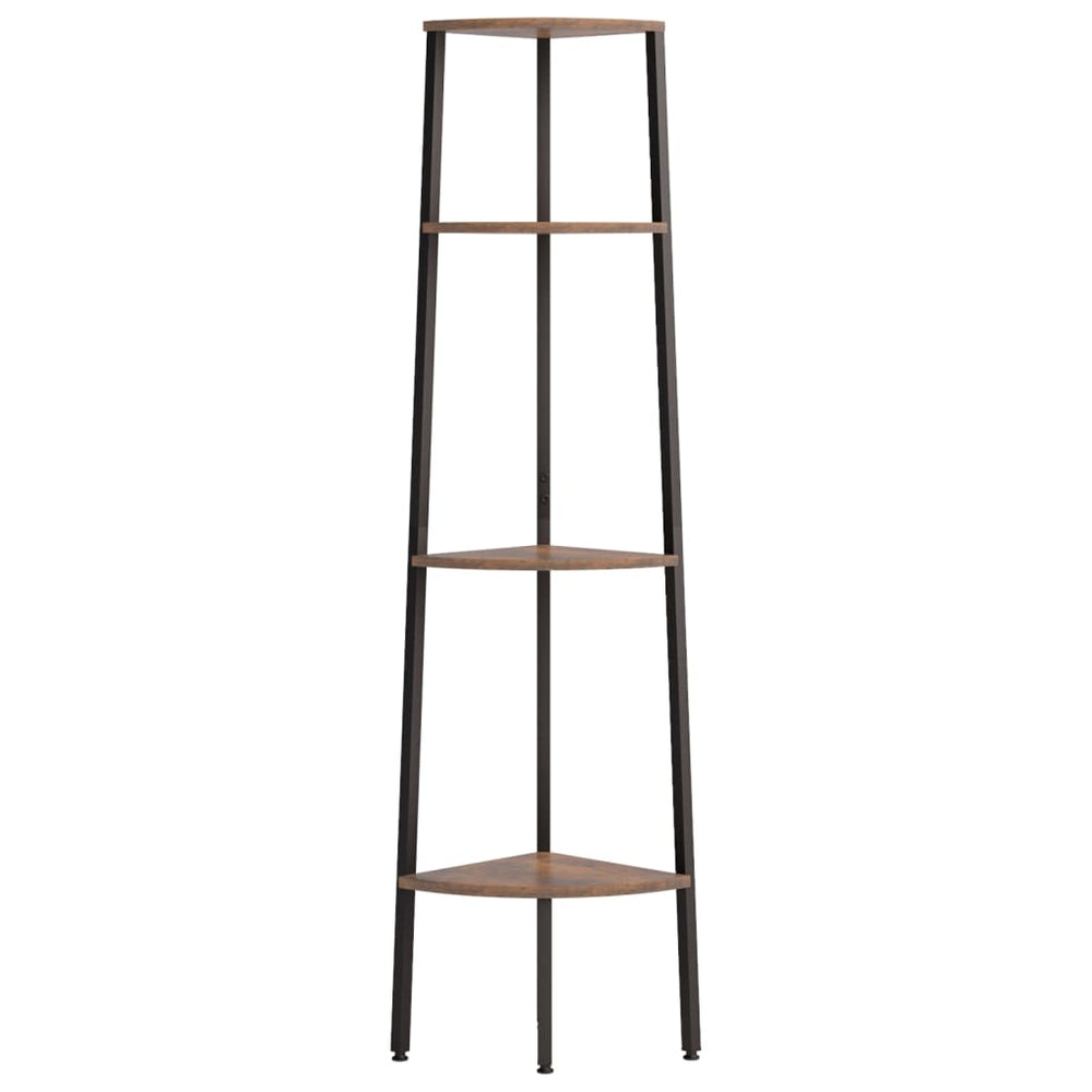 Kampinė lentyna, 4 pakopų, tamsiai ruda/juoda, 45,5x31,5x150cm - Namų Idėja