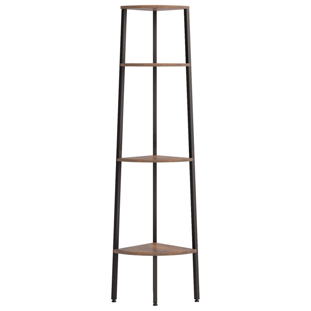 Kampinė lentyna, 4 pakopų, tamsiai ruda/juoda, 45,5x31,5x150cm - Namų Idėja