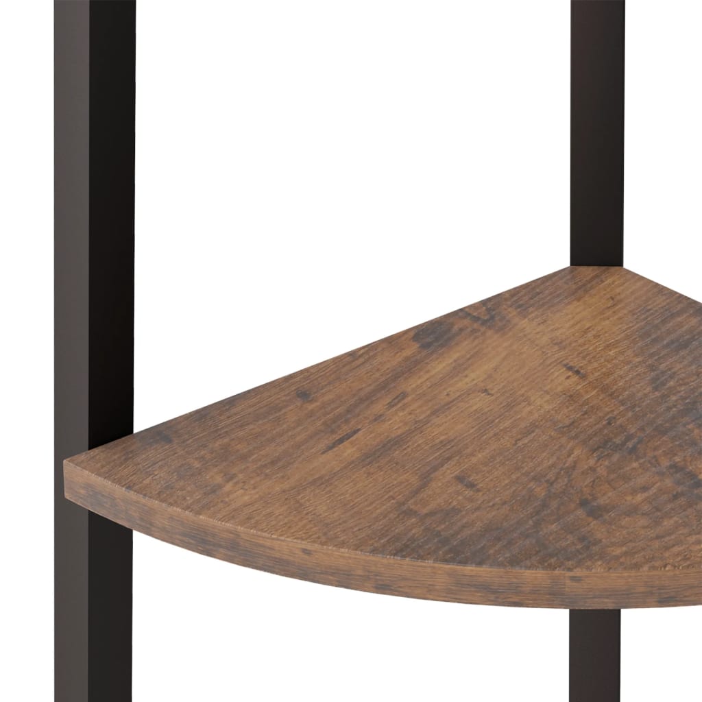 Kampinė lentyna, 4 pakopų, tamsiai ruda/juoda, 45,5x31,5x150cm - Namų Idėja