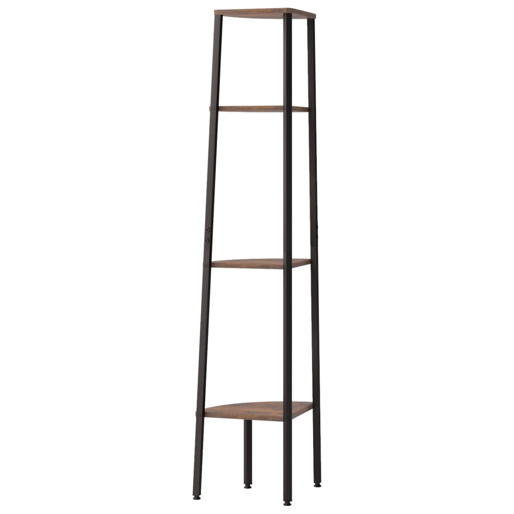 Kampinė lentyna, 4 pakopų, tamsiai ruda/juoda, 45,5x31,5x150cm - Namų Idėja