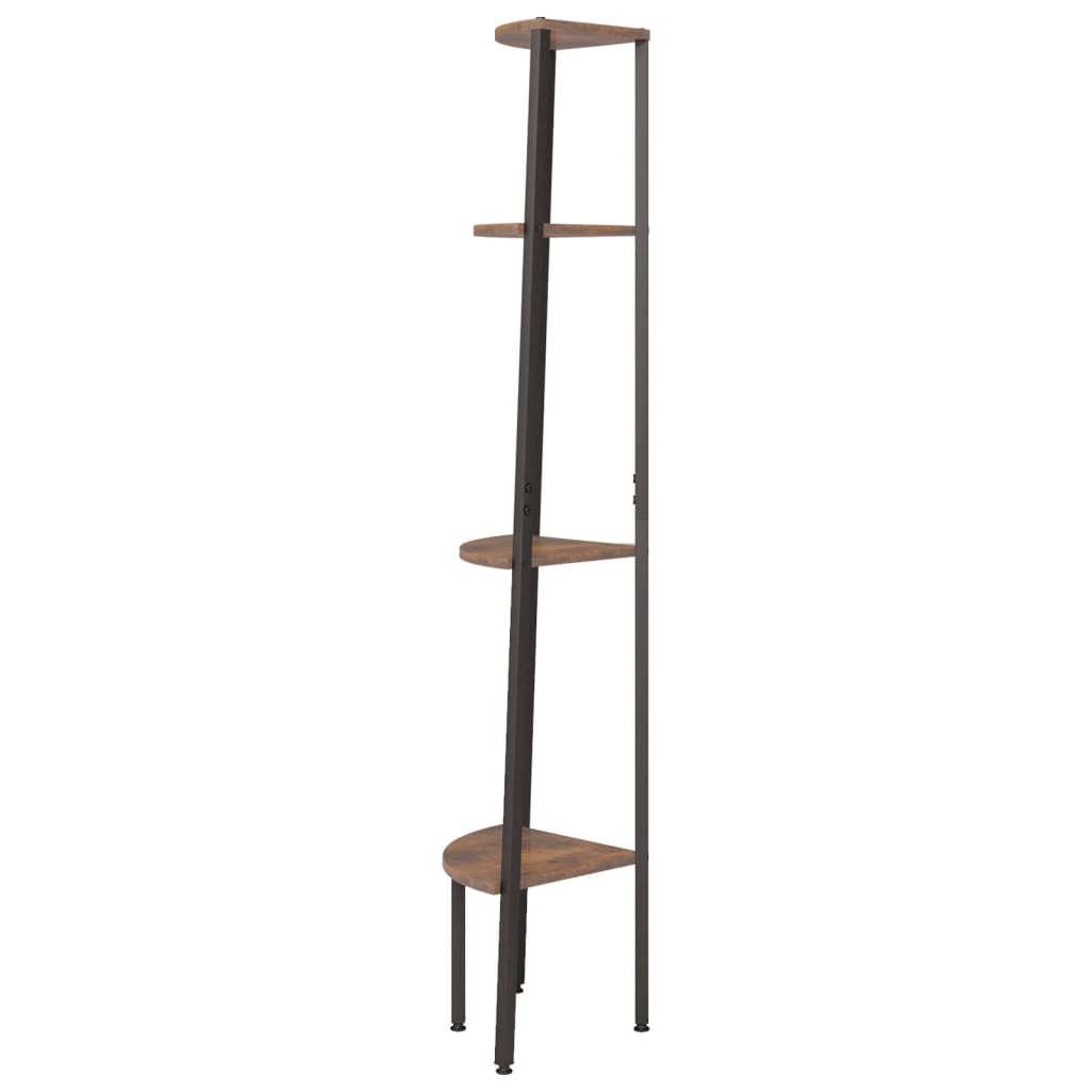 Kampinė lentyna, 4 pakopų, tamsiai ruda/juoda, 45,5x31,5x150cm - Namų Idėja