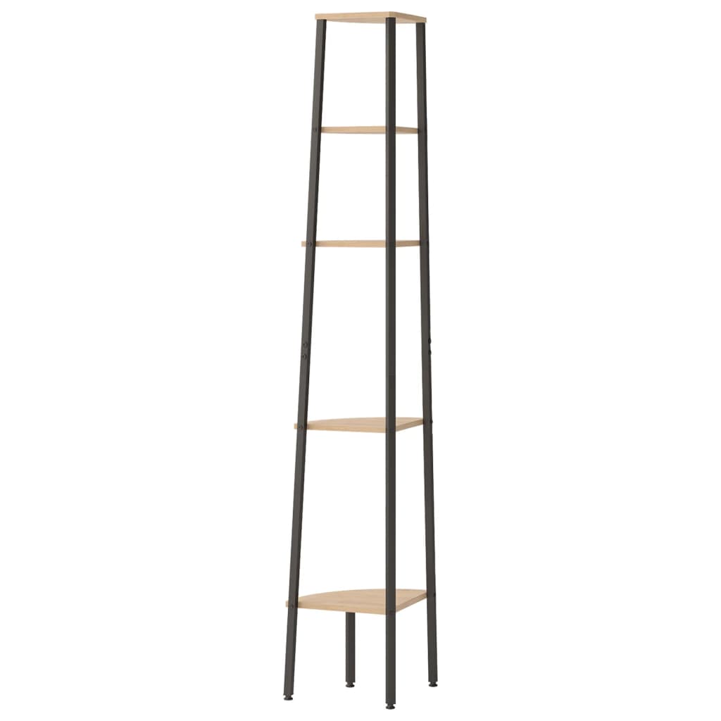 Kampinė lentyna, 5 pakopų, šviesiai ruda/juoda, 45,5x31,5x180cm - Namų Idėja