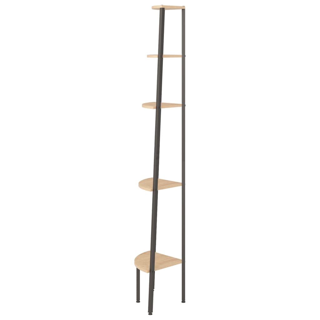 Kampinė lentyna, 5 pakopų, šviesiai ruda/juoda, 45,5x31,5x180cm - Namų Idėja