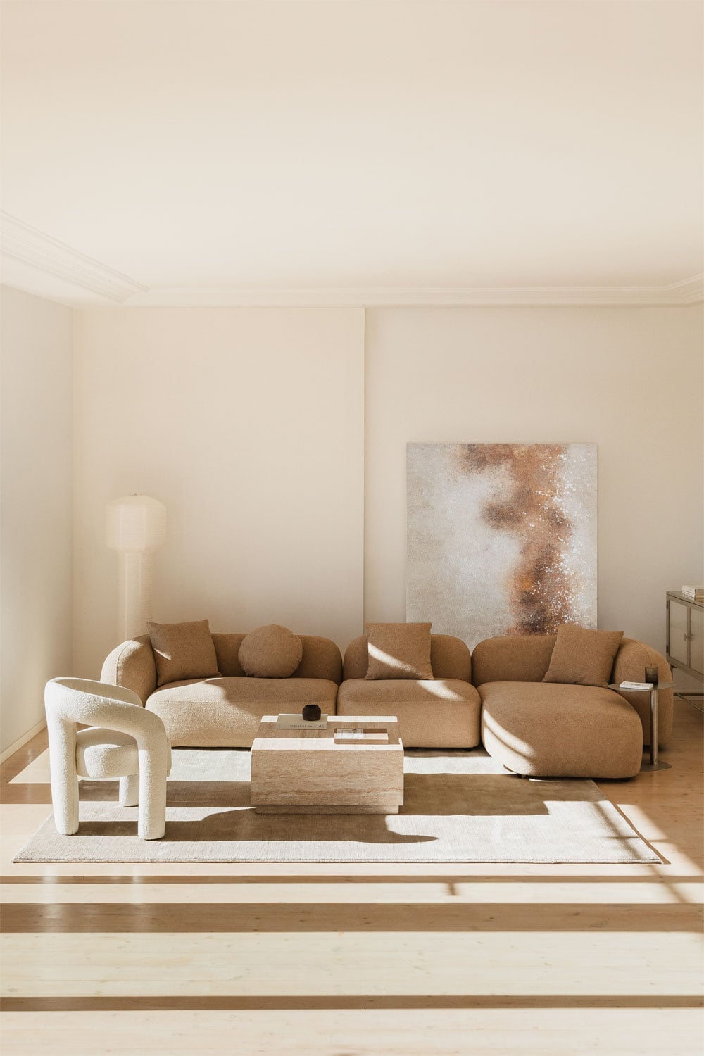 Corner modular sofa LUCIA, right, brown