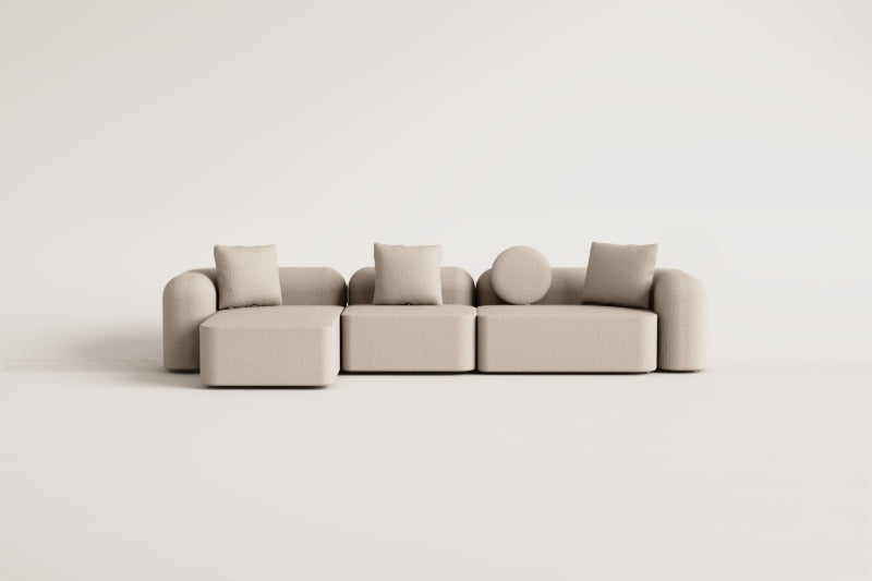 Kampinė, modulinė sofa LUCIA, kairė, pilka