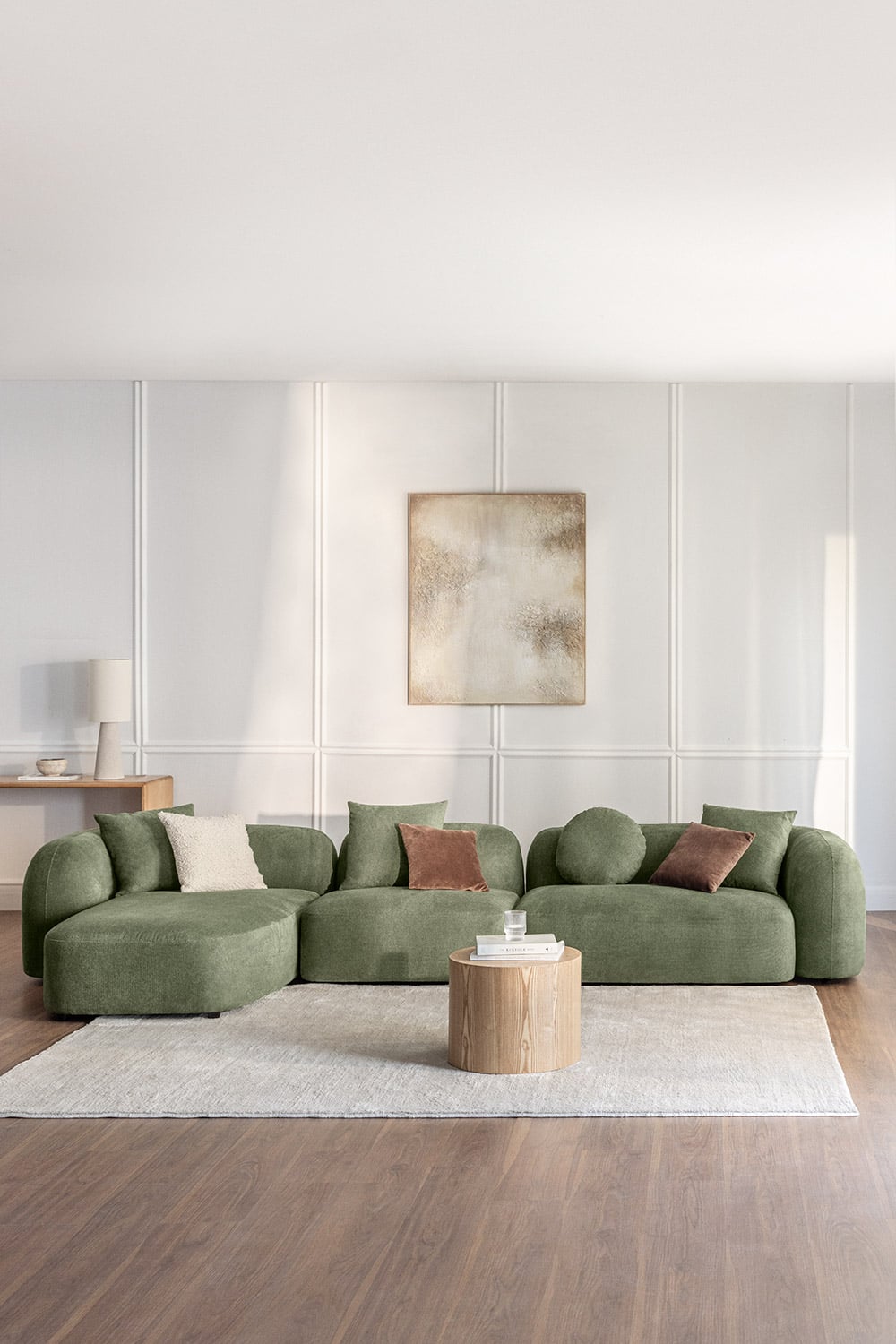 Kampinė, modulinė sofa LUCIA, kairė, pilka