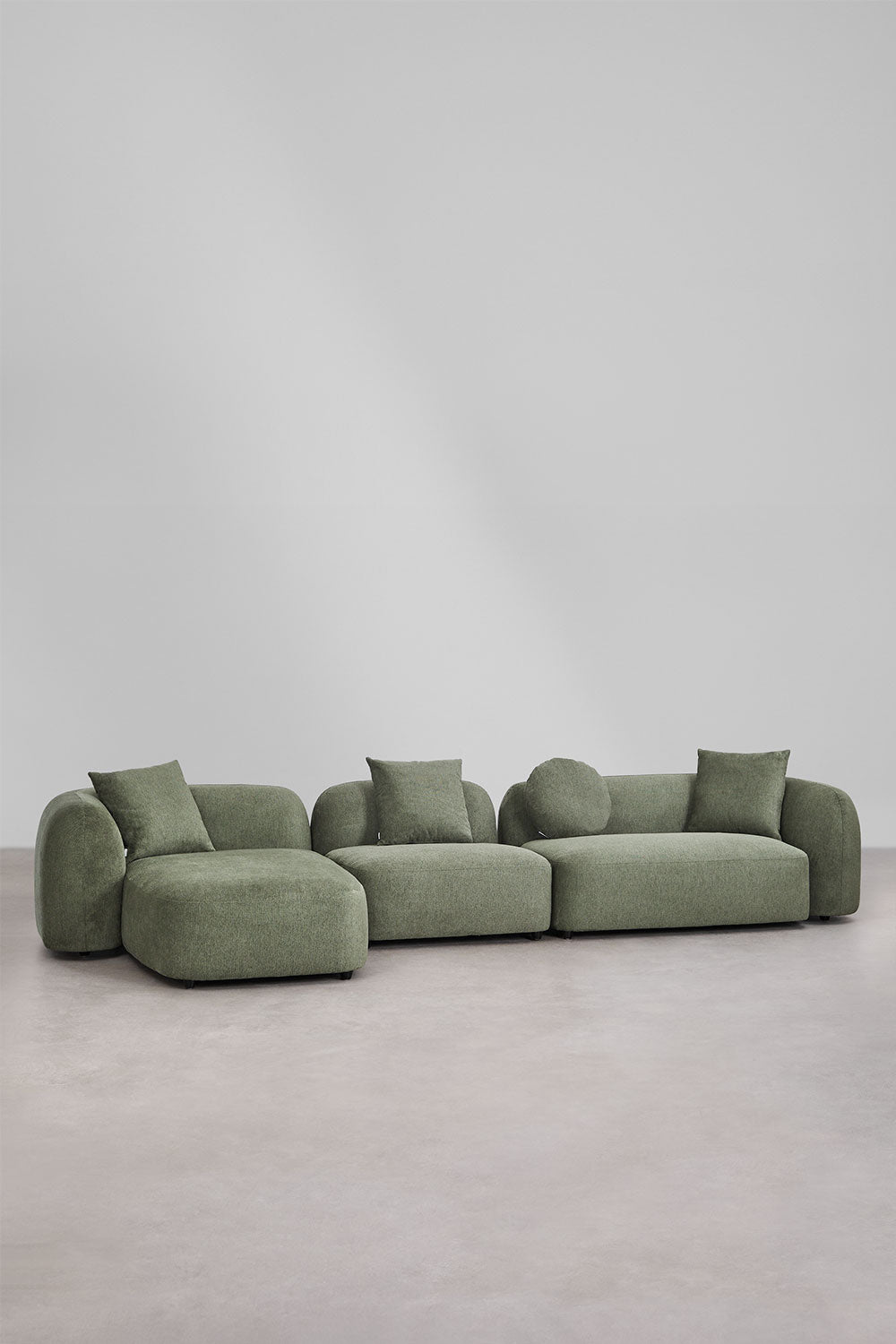 Kampinė, modulinė sofa LUCIA, kairė, pilka