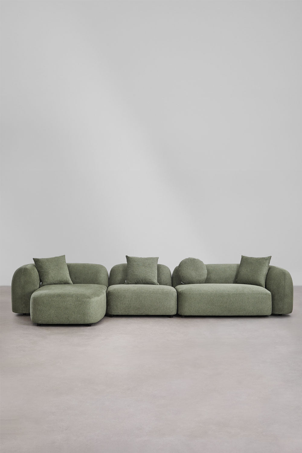 Kampinė, modulinė sofa LUCIA, kairė, pilka