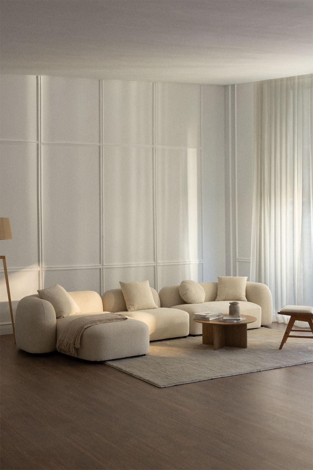 Kampinė, modulinė sofa LUCIA, kairė, rausva
