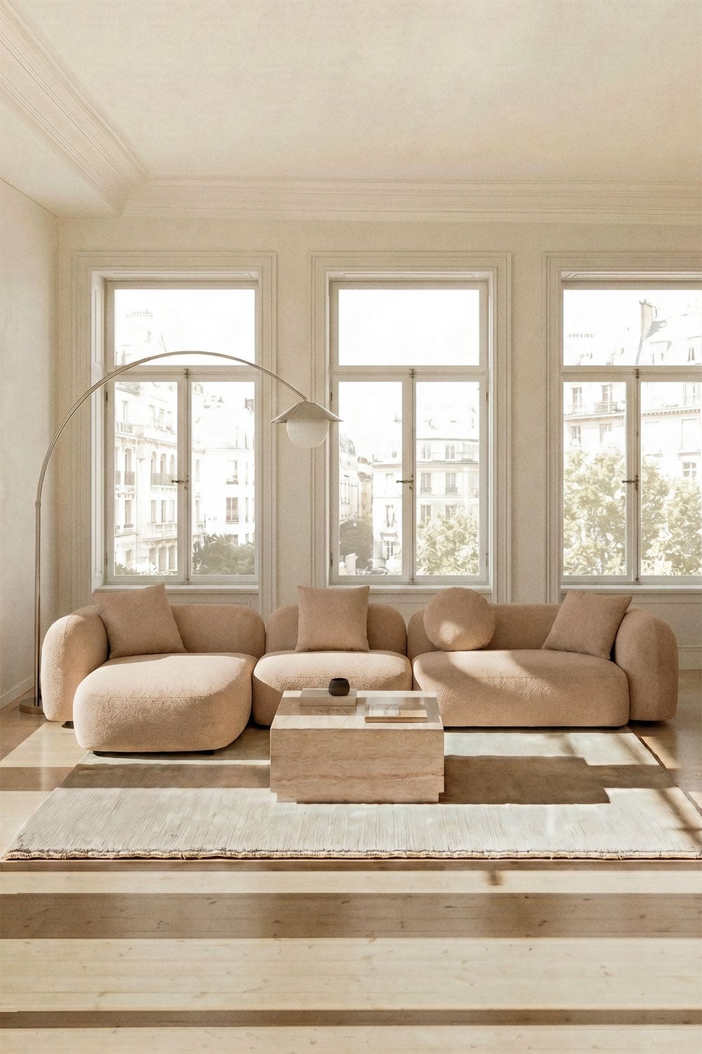 LUCIA corner modular sofa, left, brown