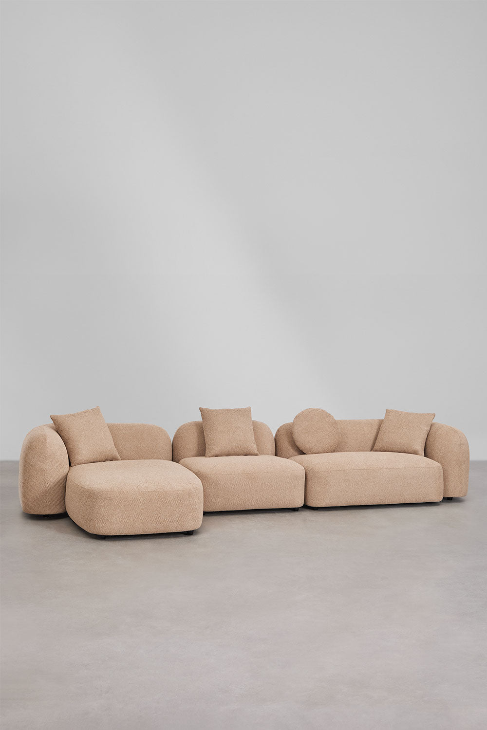 Kampinė, modulinė sofa LUCIA, kairė, ruda
