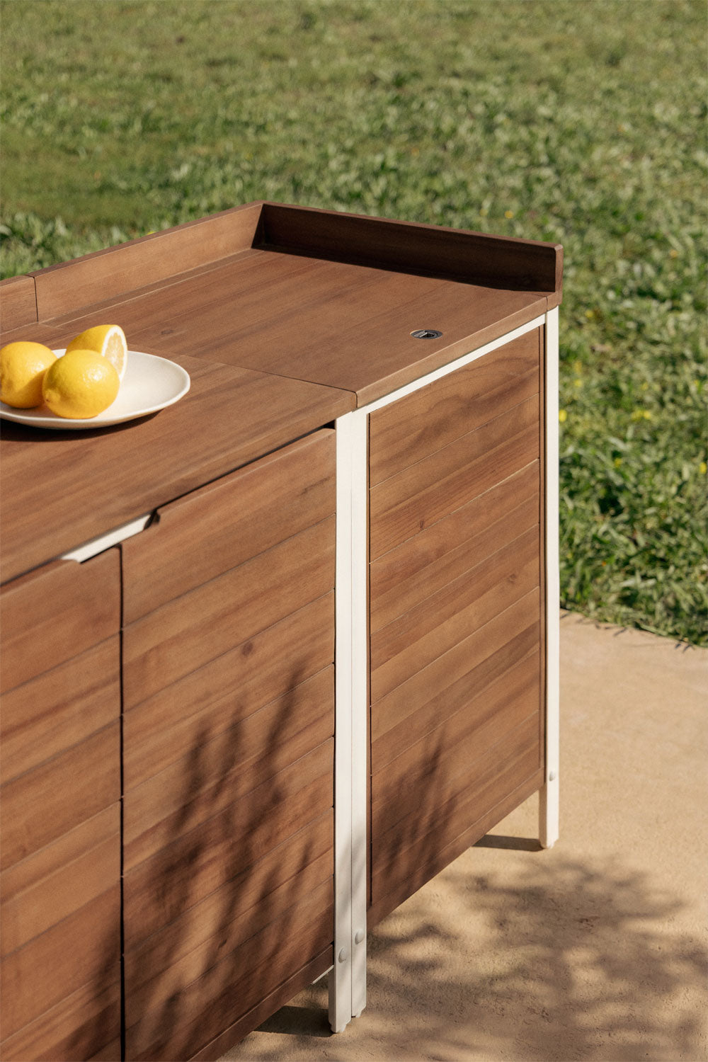 Corner module CULINARO, acacia wood
