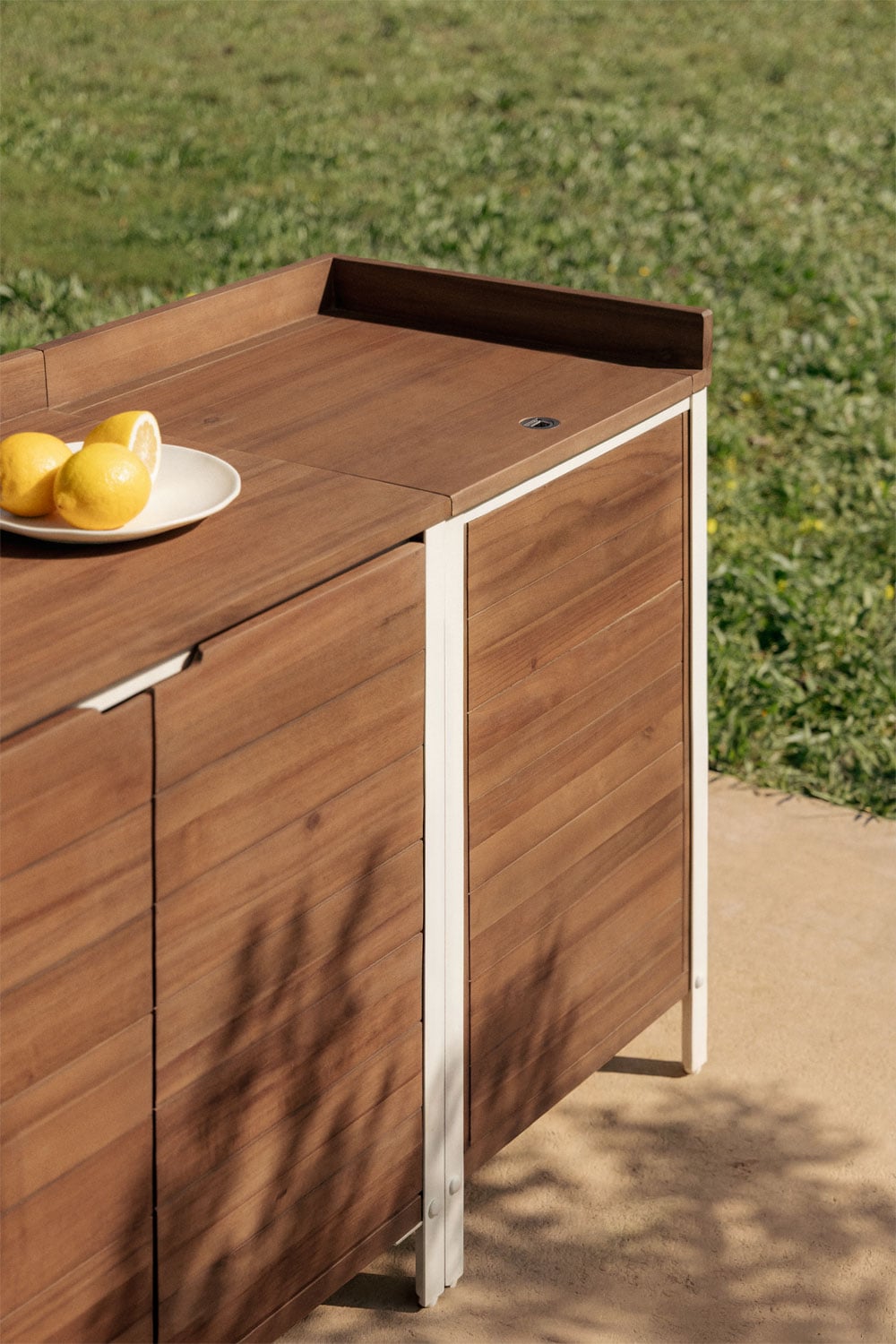 Corner module CULINARO, acacia wood