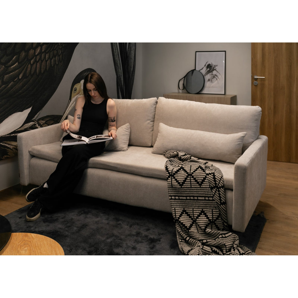 Sofa-lova EDENA, šviesiai smėlinė, Wind – durelių vidus