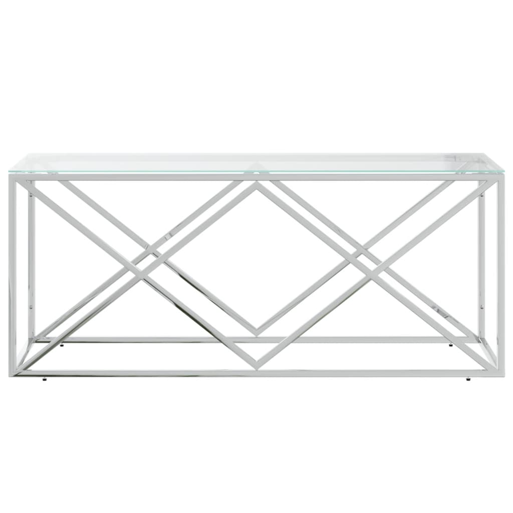 Kavos staliukas, 110x45x45cm, nerūdijantis plienas ir stiklas - Namų Idėja