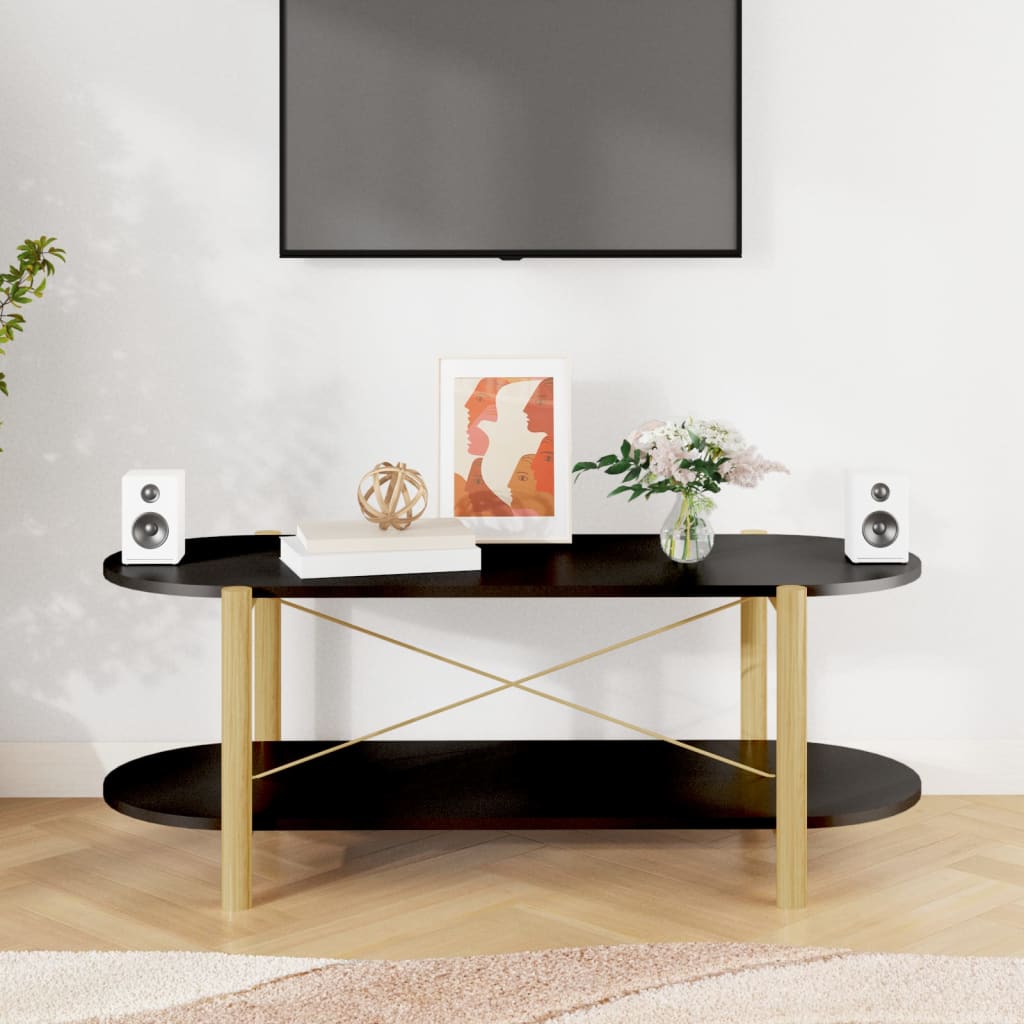 Kavos staliukas, juodos spalvos, 110x48x40cm, apdirbta mediena - Namų Idėja