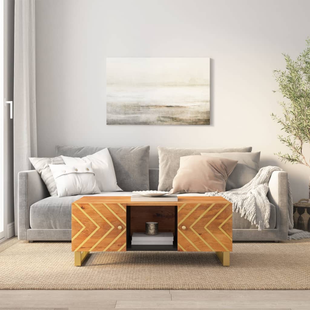 Kavos staliukas, rudas ir juodas, 100x54x40cm, mango masyvas - Namų Idėja
