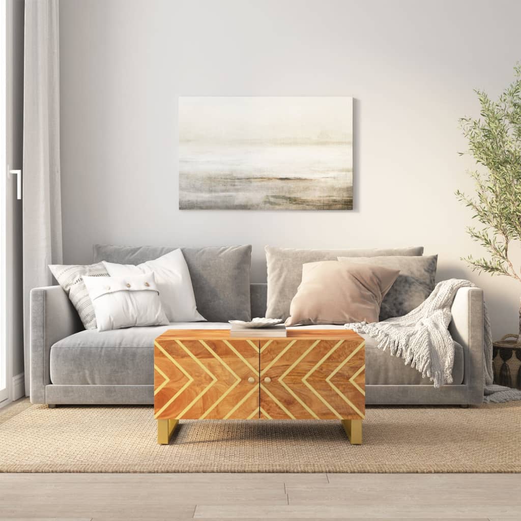 Kavos staliukas, rudas ir juodas, 80x50x40cm, mango masyvas - Namų Idėja