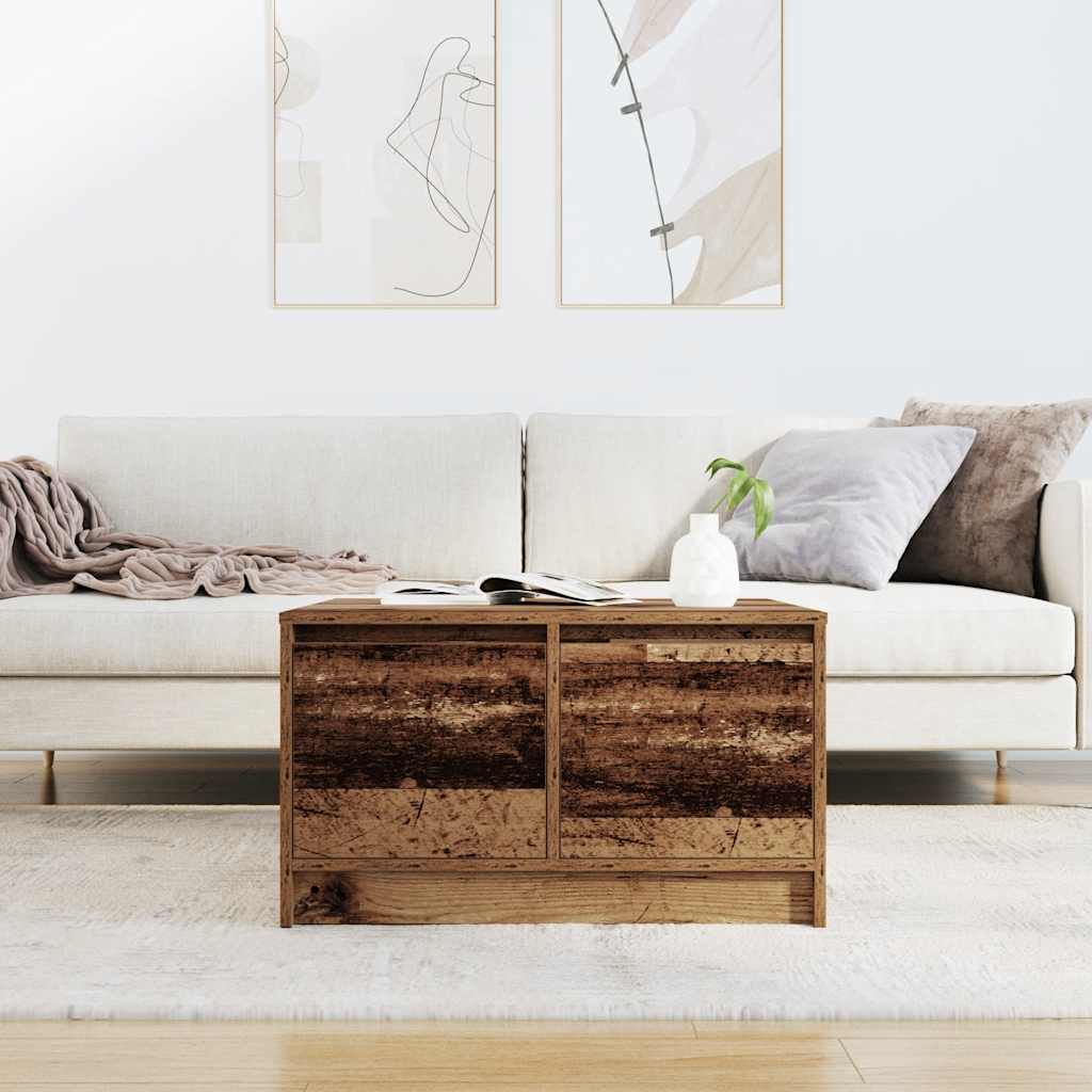 Kavos staliukas su stalčiais, senas medis, 70,5x70x40 cm - Namų Idėja