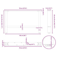 Kavos staliuko kojelės, 2 vnt., 70x(42 - 43) cm, natūralus plienas - Namų Idėja