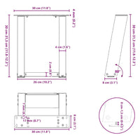 Kavos staliuko kojelės, 2 vnt., antracito spalvos, 30x(30 - 31) cm, plienas - Namų Idėja