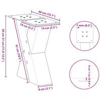 Kavos staliuko kojelės, 2 vnt., antracito spalvos, 40x(30 - 31) cm, plienas - Namų Idėja