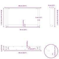 Kavos staliuko kojelės, 2 vnt., antracito spalvos, 60x(30 - 31) cm, plienas - Namų Idėja