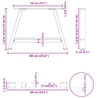Kavos staliuko kojelės, 2 vnt., antracito spalvos, 60x(42 - 43) cm, plienas - Namų Idėja