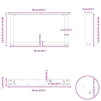 Kavos staliuko kojelės, 2 vnt., antracito spalvos, 70x(30 - 31) cm, plienas - Namų Idėja
