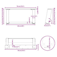Kavos staliuko kojelės, 2 vnt., antracito spalvos, 70x(30 - 31) cm, plienas - Namų Idėja