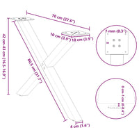 Kavos staliuko kojelės, 2 vnt., antracito spalvos, 70x(42 - 43) cm, plienas - Namų Idėja