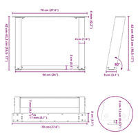 Kavos staliuko kojelės, 2 vnt., antracito spalvos, 70x(42 - 43) cm, plienas - Namų Idėja