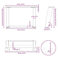 Kavos staliuko kojelės, 2 vnt., baltos, 40x(30 - 31) cm, plienas, U formos - Namų Idėja