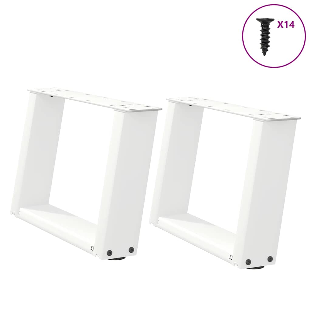 Kavos staliuko kojelės, 2 vnt., baltos, 40x(30 - 31) cm, plienas, U formos - Namų Idėja