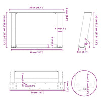 Kavos staliuko kojelės, 2 vnt., baltos, 50x(30 - 31) cm, plienas, U formos - Namų Idėja