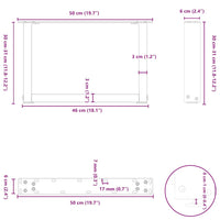 Kavos staliuko kojelės, 2 vnt., baltos, 50x(30 - 31) cm, plienas, U formos - Namų Idėja