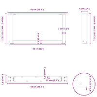 Kavos staliuko kojelės, 2 vnt., baltos, 60x(30 - 31) cm, plienas, U formos - Namų Idėja