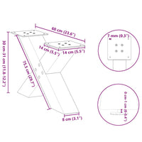 Kavos staliuko kojelės, 2 vnt., baltos, 60x(30 - 31) cm, plienas, X formos - Namų Idėja