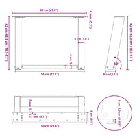 Kavos staliuko kojelės, 2 vnt., baltos, 60x(42 - 43) cm, plienas, U formos - Namų Idėja