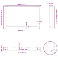 Kavos staliuko kojelės, 2 vnt., baltos, 60x(42 - 43) cm, plienas, U formos - Namų Idėja