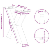 Kavos staliuko kojelės, 2 vnt., baltos, 60x(42 - 43) cm, plienas, X formos - Namų Idėja