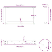 Kavos staliuko kojelės, 2 vnt., baltos, 70x(30 - 31) cm, plienas, U formos - Namų Idėja