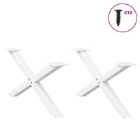 Kavos staliuko kojelės, 2 vnt., baltos, 70x(30 - 31) cm, plienas, X formos - Namų Idėja