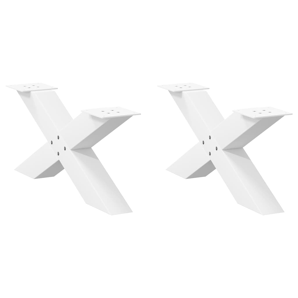 Kavos staliuko kojelės, 2 vnt., baltos, 70x(30 - 31) cm, plienas, X formos - Namų Idėja