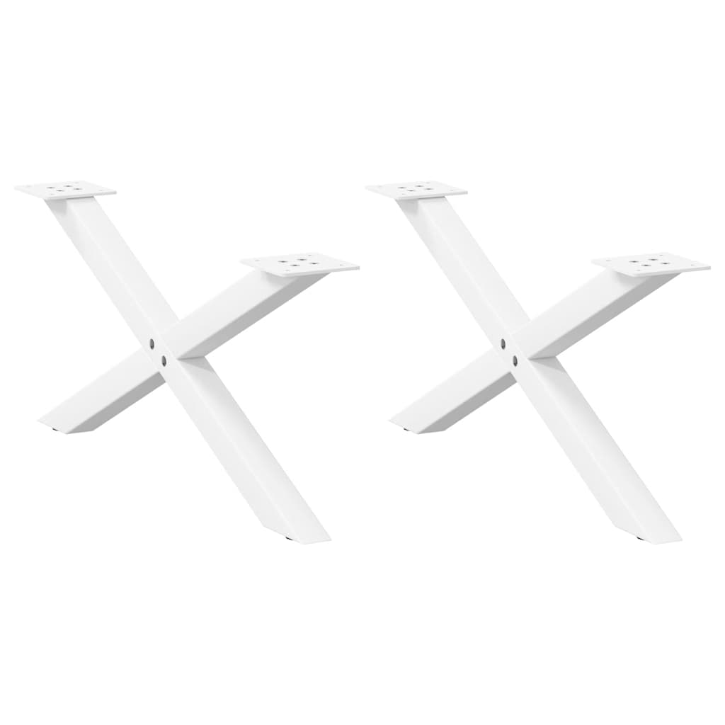 Kavos staliuko kojelės, 2 vnt., baltos, 70x(30 - 31) cm, plienas, X formos - Namų Idėja