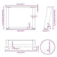 Kavos staliuko kojelės, 2 vnt., baltos, 70x(42 - 43) cm, plienas, U formos - Namų Idėja