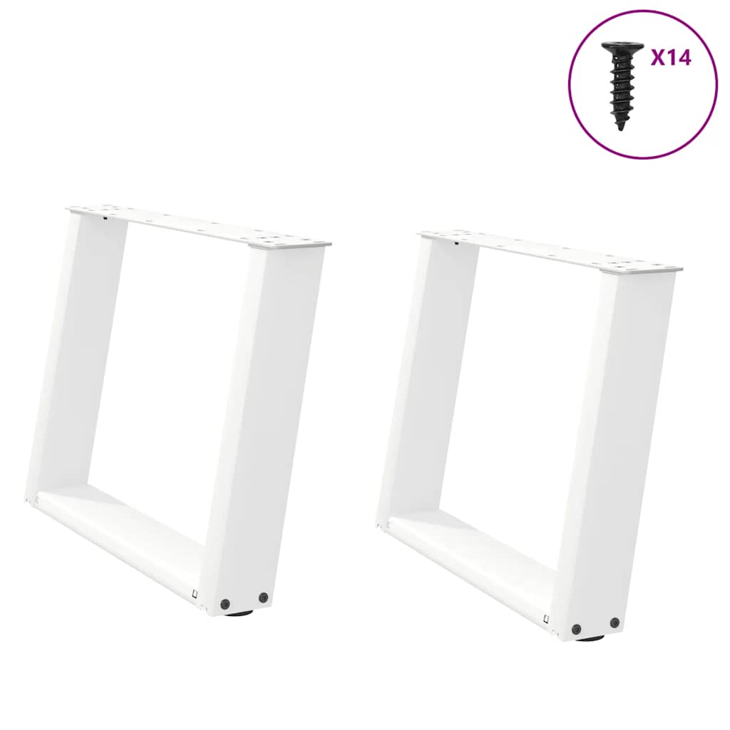 Kavos staliuko kojelės, 2 vnt., baltos, 70x(42 - 43) cm, plienas, U formos - Namų Idėja