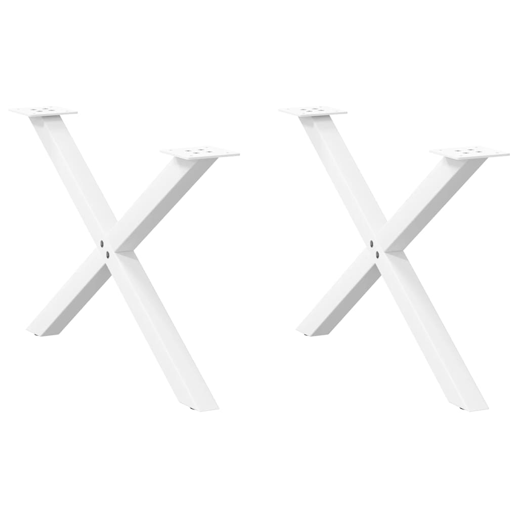 Kavos staliuko kojelės, 2 vnt., baltos, 70x(42 - 43) cm, plienas, X formos - Namų Idėja