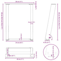 Kavos staliuko kojelės, 2 vnt., juodos, 28x(42 - 43) cm, plienas, U formos - Namų Idėja