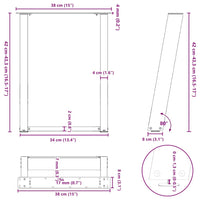 Kavos staliuko kojelės, 2 vnt., juodos, 38x(42 - 43) cm, plienas, U formos - Namų Idėja
